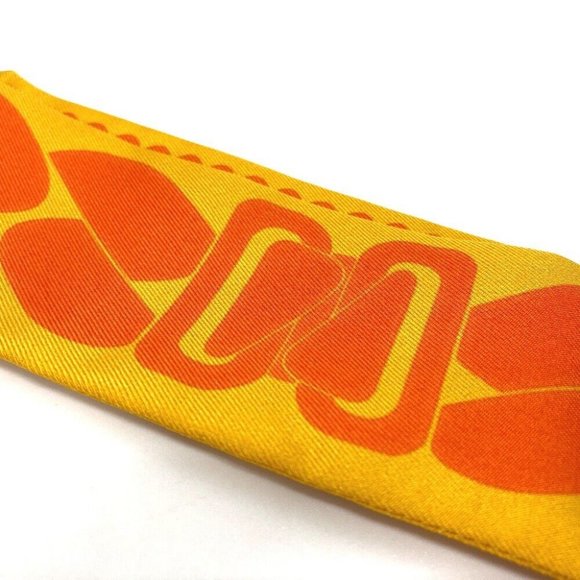 HERMES Chain motif Twilly Silk scarf bag accessories Scarf silk Orange - Picture 6 of 9